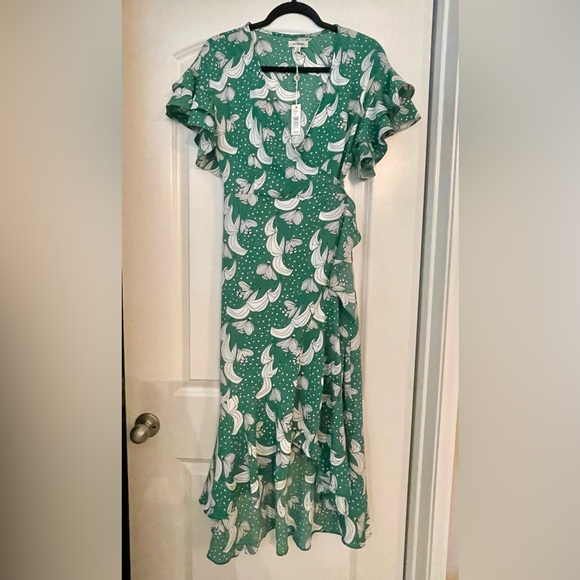 Max Studio Women's Ruffle Crepe High/Low Wrap Dress-NWT - Picture 1 of 13